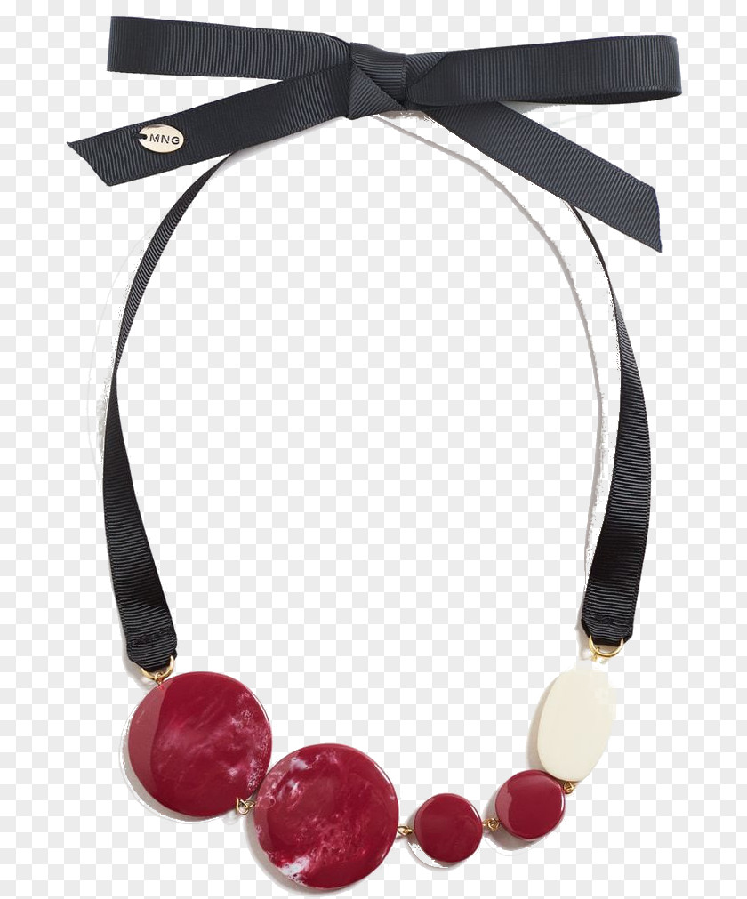Necklace Red Wine Bead Woman PNG