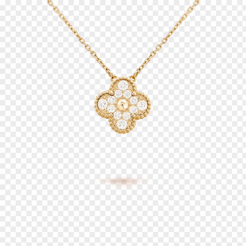 Van Cleef Earring Necklace & Arpels Gold Charms Pendants PNG
