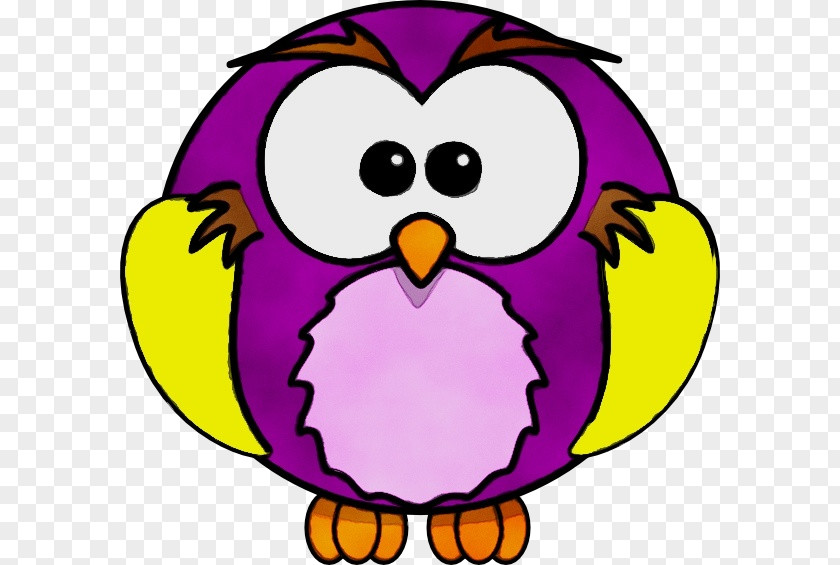 Owl Violet Cartoon Clip Art Bird Purple Yellow PNG
