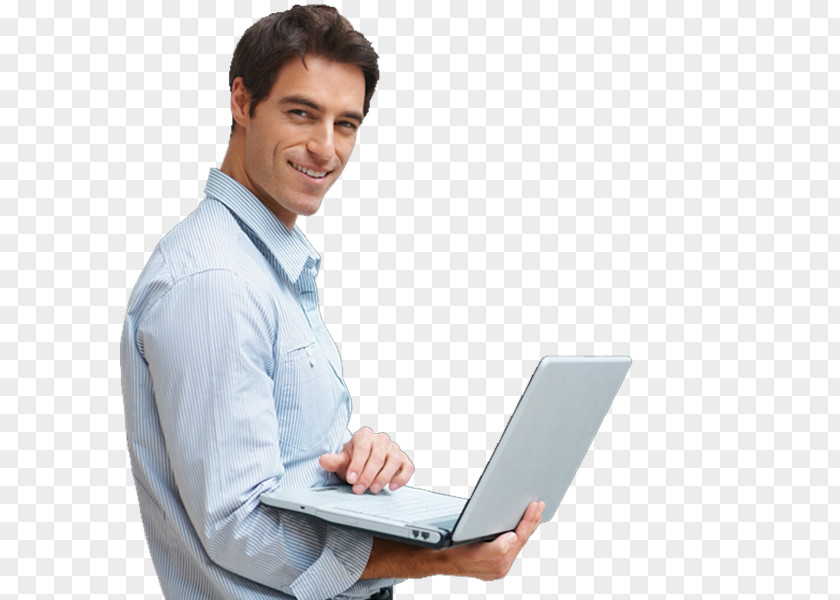 Man Computer Laptop Dell Information Technology PNG