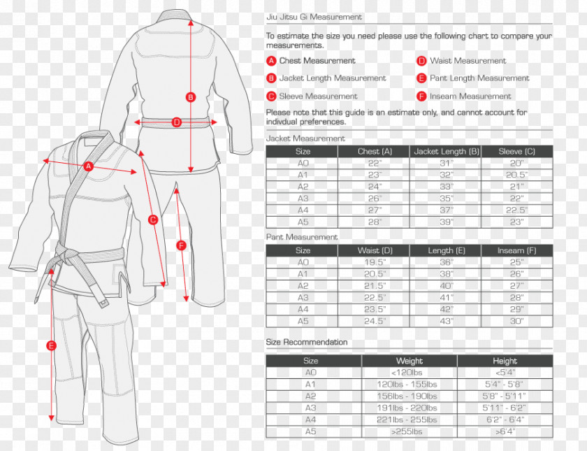 Size Chart Robe Amazon.com Uniform Brazilian Jiu-jitsu Gi PNG