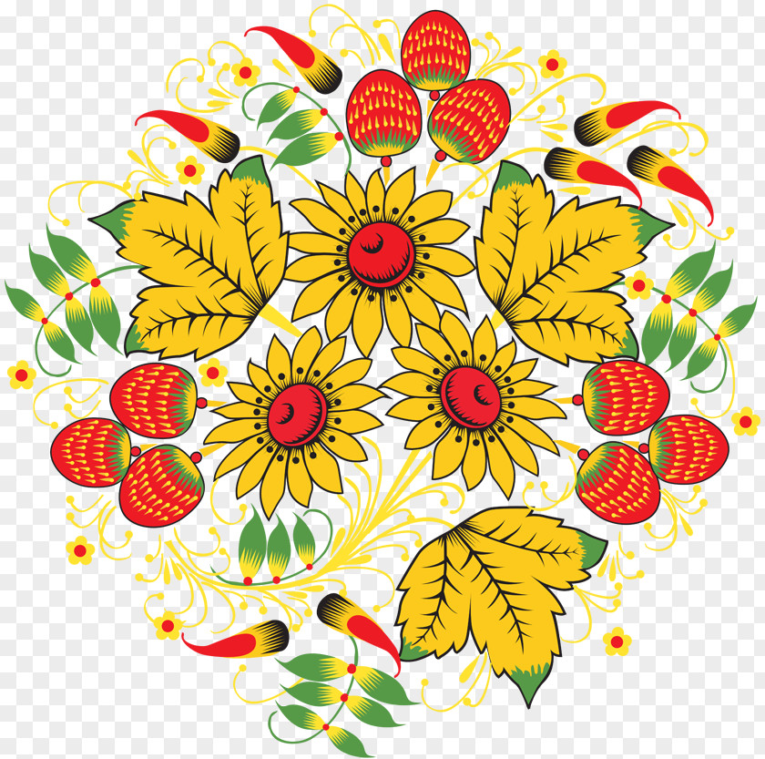 Flower Khokhloma Ornament Drawing Russian PNG