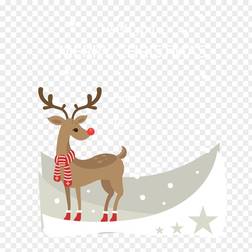 Vector Cartoon Sika Deer Reindeer Antler Christmas Ornament Pattern PNG