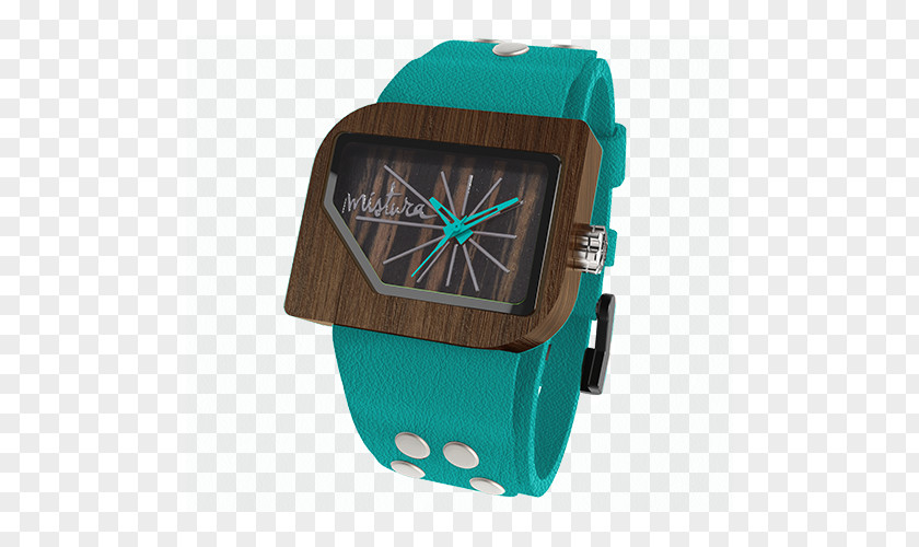 Wood Watch Turquoise Material Blue PNG