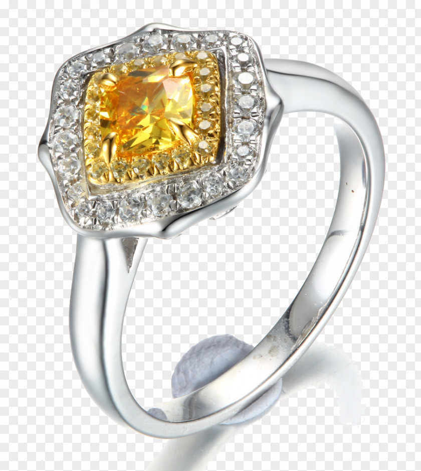 Yellow Diamond Ring Designer PNG