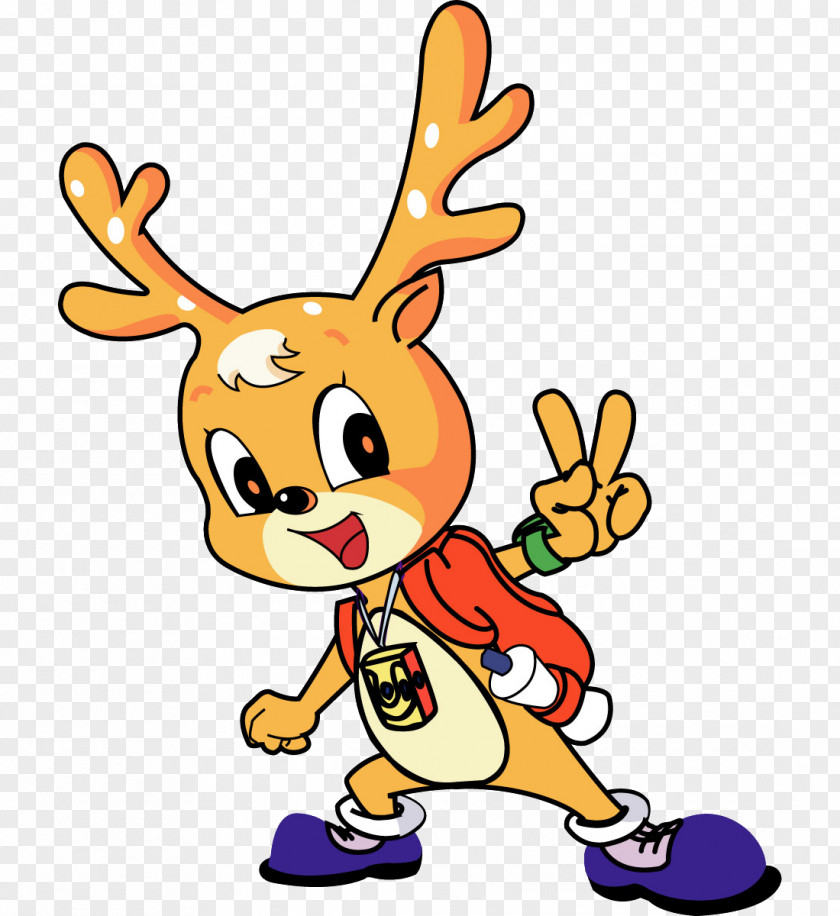 Cheerful Deer Reindeer Cartoon Clip Art PNG