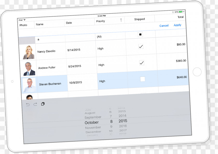 Grid Line View DevExpress Xamarin Form Microsoft Excel PNG