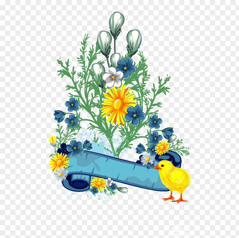 Easter Floral Design Clip Art PNG