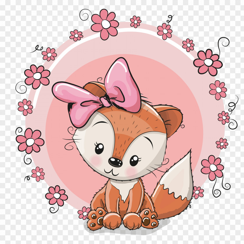 Pink Flower Fox Unicorn Cuteness Stock Photography Illustration PNG