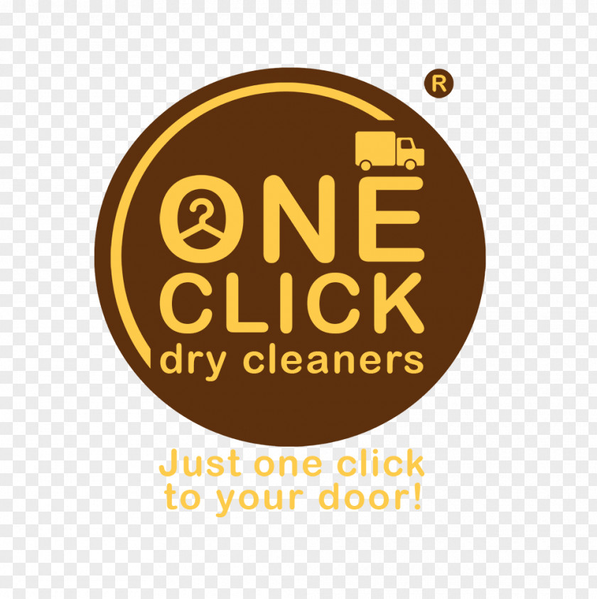Dry Clean Logo One Click Cleaners Brand Yellow Font PNG