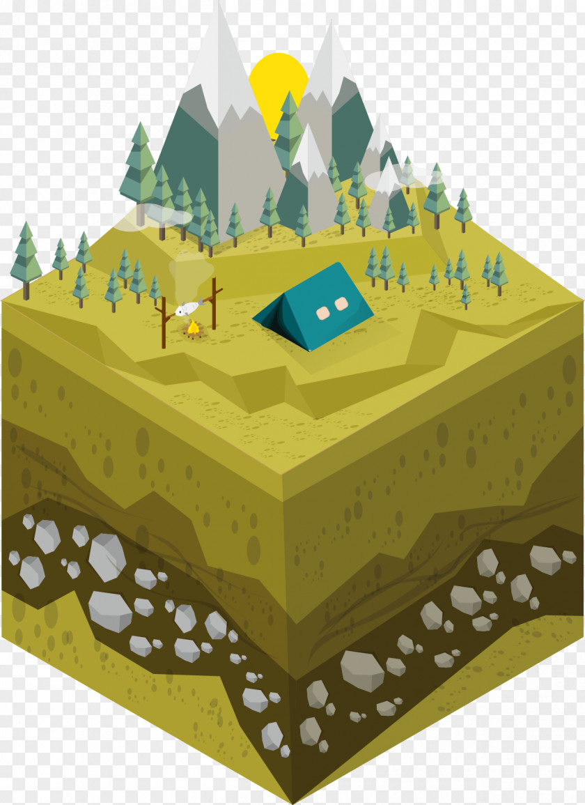 Vector Geographical Environment Crosscutting Map Camping Graphic Design Isometric Graphics In Video Games And Pixel Art Clip PNG