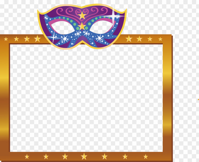 Vector Hand-painted Masks And Masked Gold Frame Carnival In Rio De Janeiro Brazilian Picture PNG
