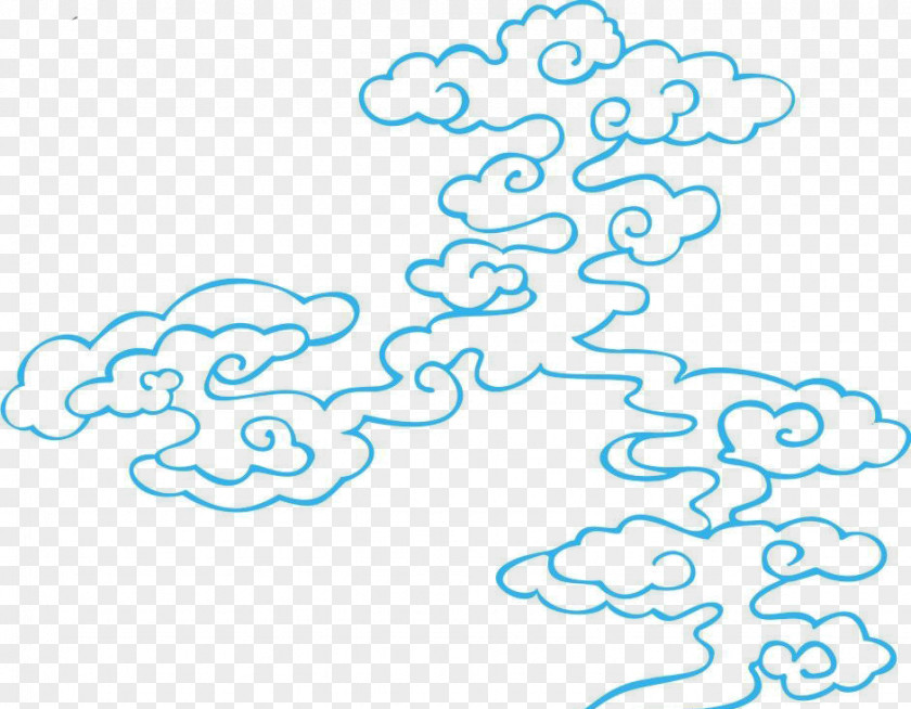 Clouds Pattern,Chinese Style Hand-painted China Cloud Line PNG