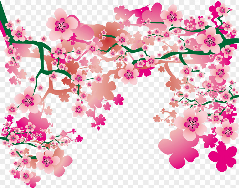 Hand Painted Cherry Pattern Blossom Drawing PNG