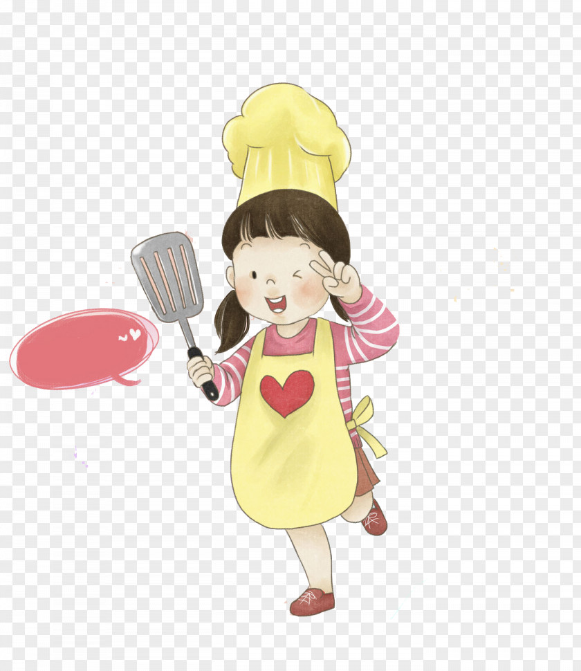 Cook Apron Chef PNG Chef, girl, black haired girl in yellow apron illustration clipart PNG