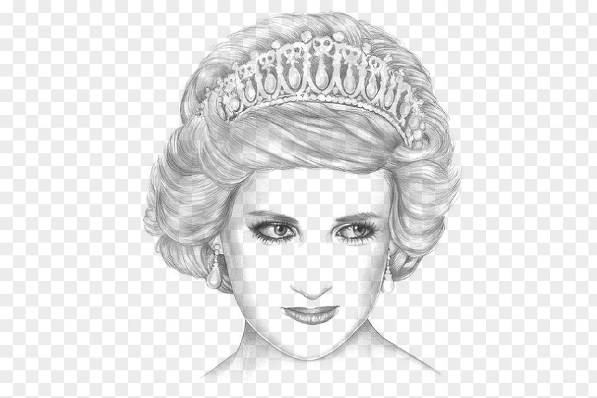Painting Diana, Princess Of Wales Black And White Portrait Drawing Sketch PNG