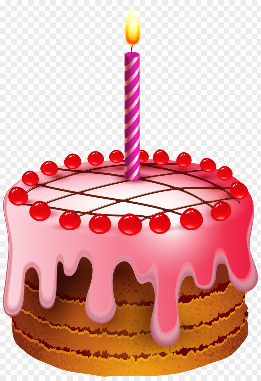 Birthday Cake With Candle Transparent Clip Art Image PNG