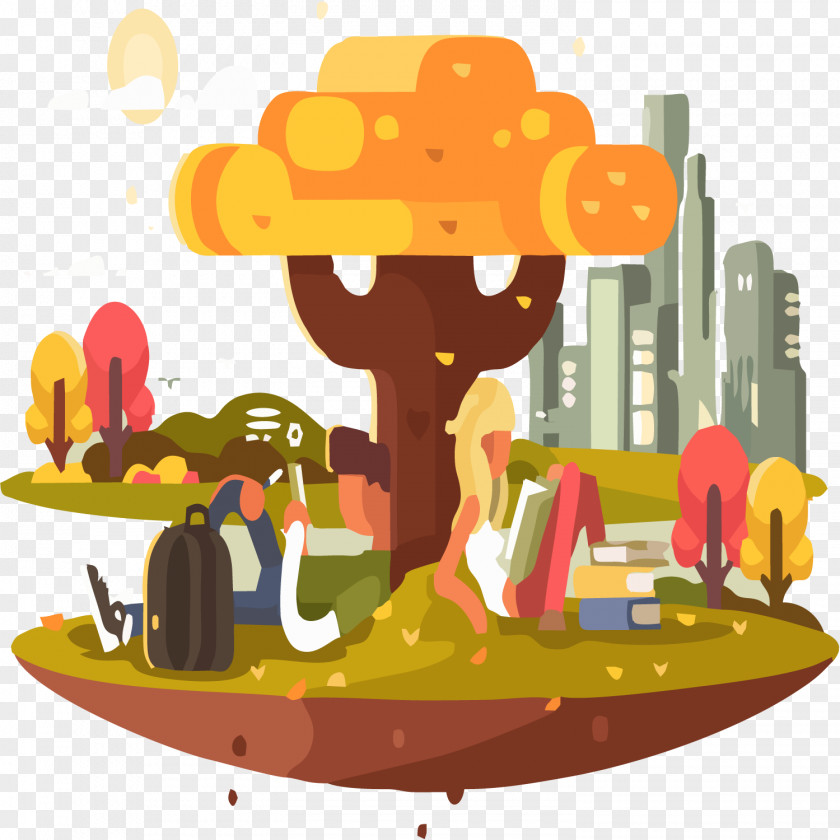 Men And Women Sitting Under The Tree Clip Art PNG