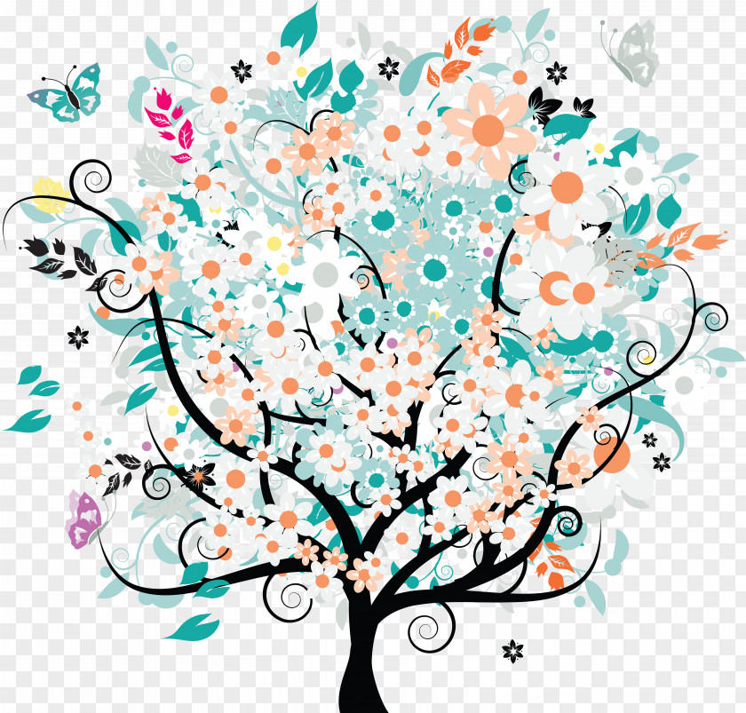 Mural Tree Flower Oak Clip Art PNG