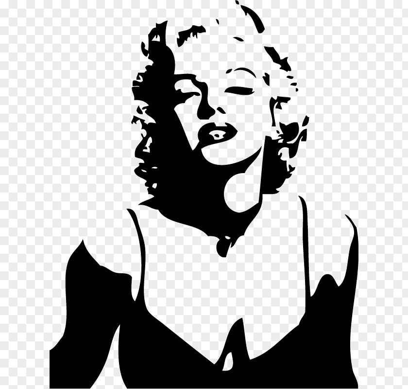 Marilyn Monroe Oil Painting Mural Black And White Canvas Print PNG