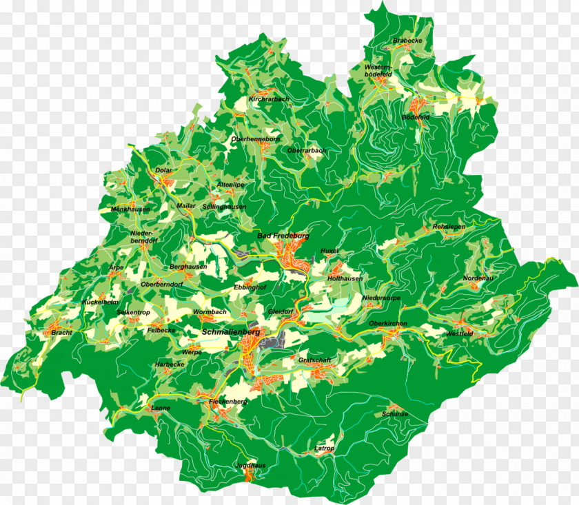 Bad Fredeburg Huxel Map Altenilpe Menkhausen PNG
