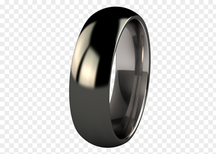 Black Flowers Ring Wedding Silver Titanium PNG