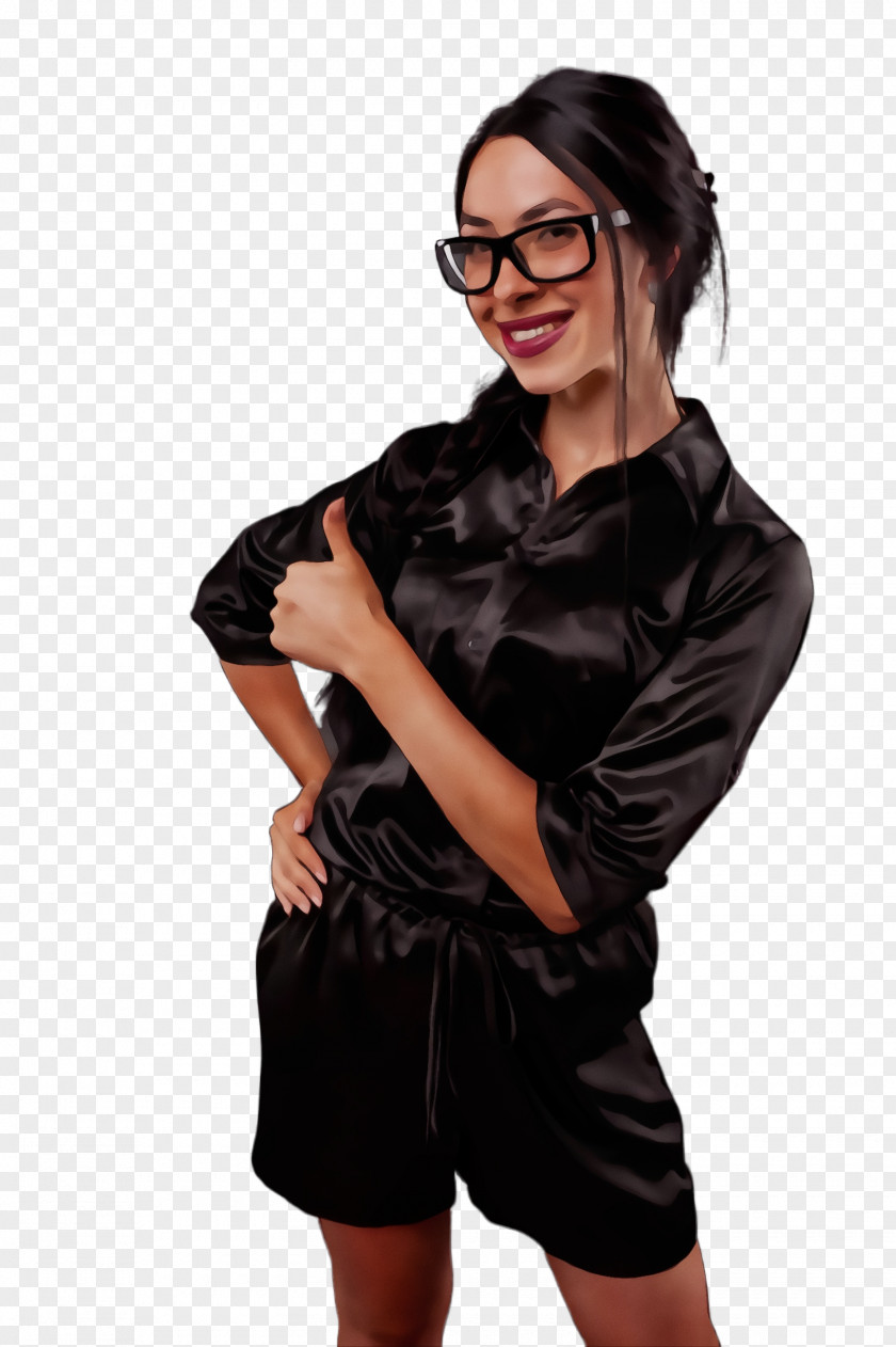 Black Hair Joint Glasses PNG