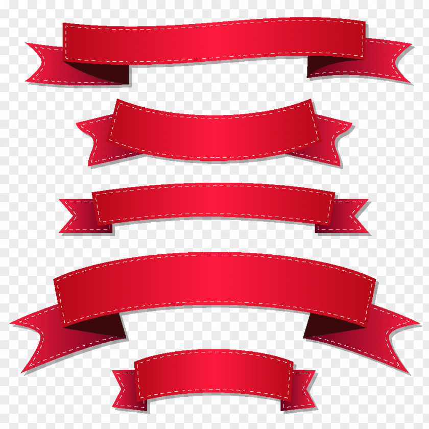 Decorative Red Ribbon Vector Material Adobe Illustrator Illustration PNG