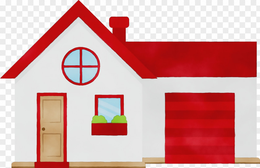 Red Property House Home Line PNG