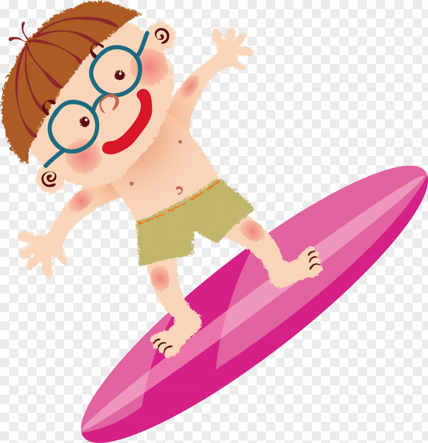 Surf Cartoon Children Vector Surfing Illustration PNG