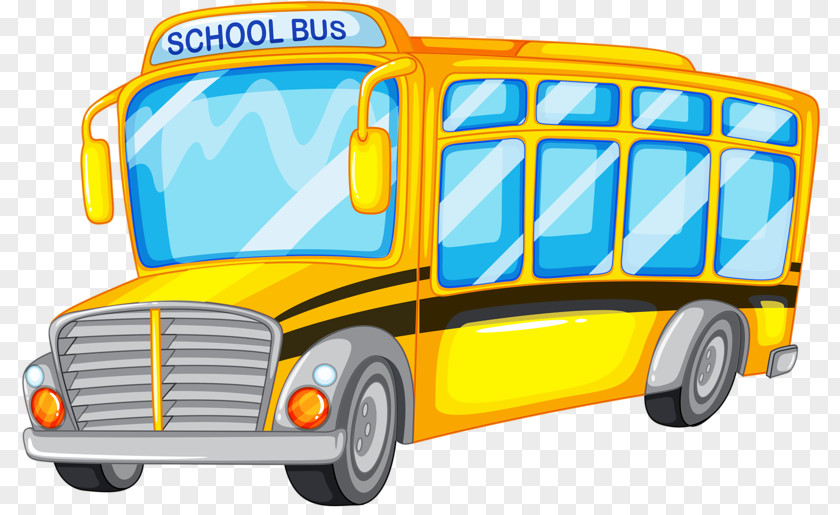 Hand Drawn Cartoon School Bus Illustration PNG