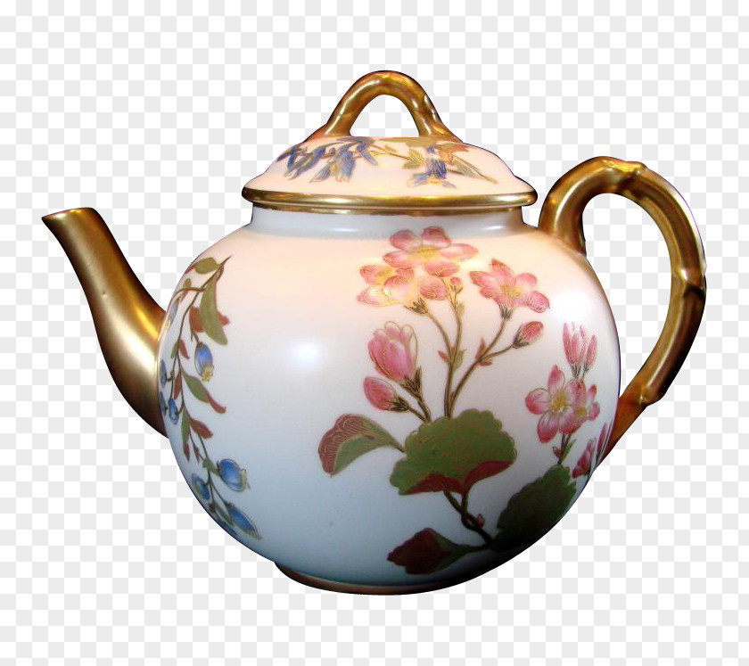 Hand Painted Teapot Kettle Porcelain Pottery PNG