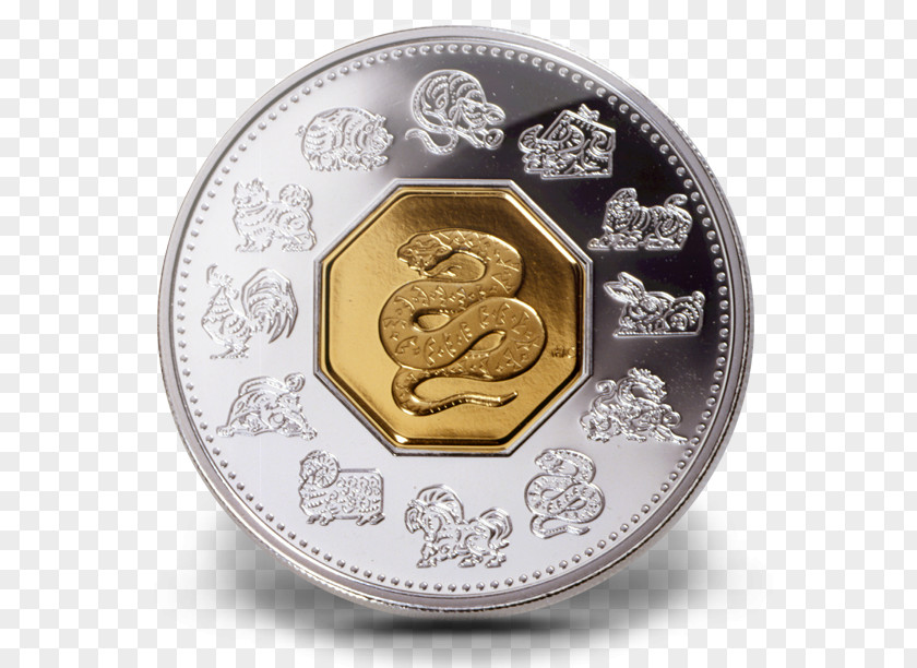 Year Of The Snake Silver Coin Canada Gold PNG
