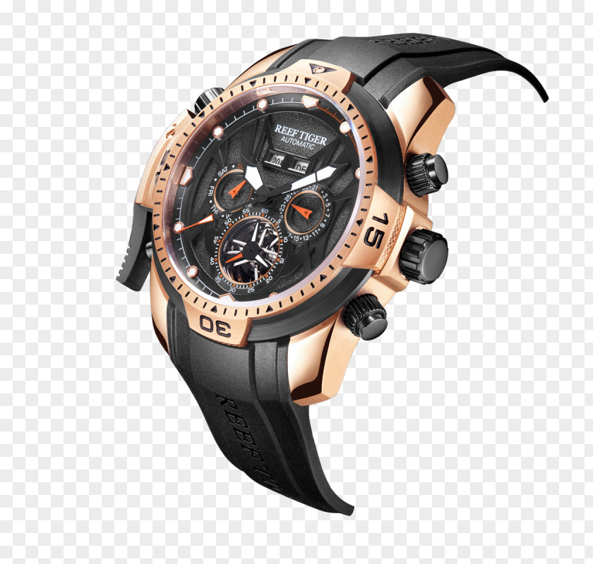 1 6 Scale Tiger Automatic Watch Tourbillon Strap Gold PNG
