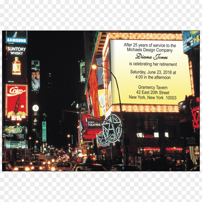 Retirement Party Times Square Sweet Sixteen Birthday PNG