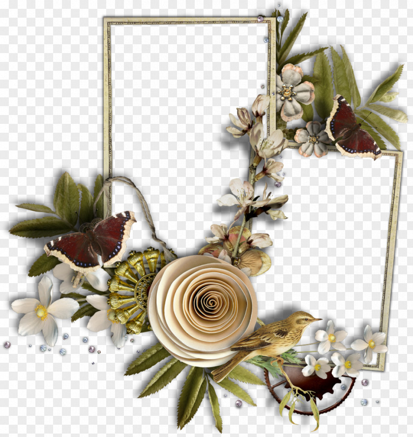 Hand-painted Picture Frame Flower Floral Design PNG