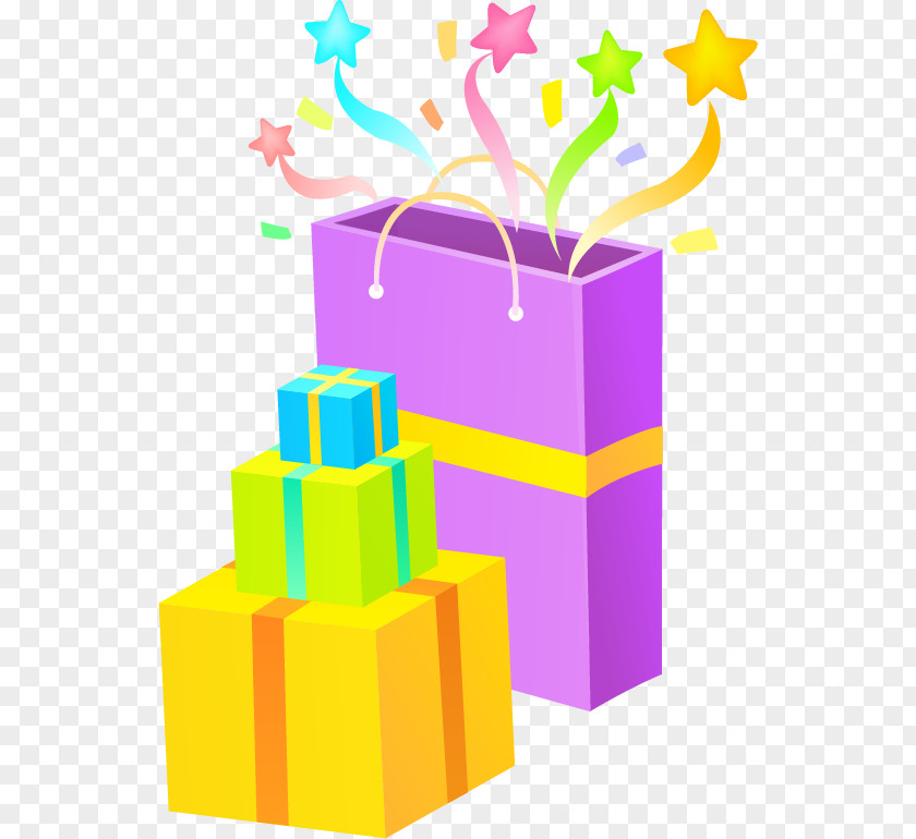 Vector Cartoon Gift Box Bag PNG