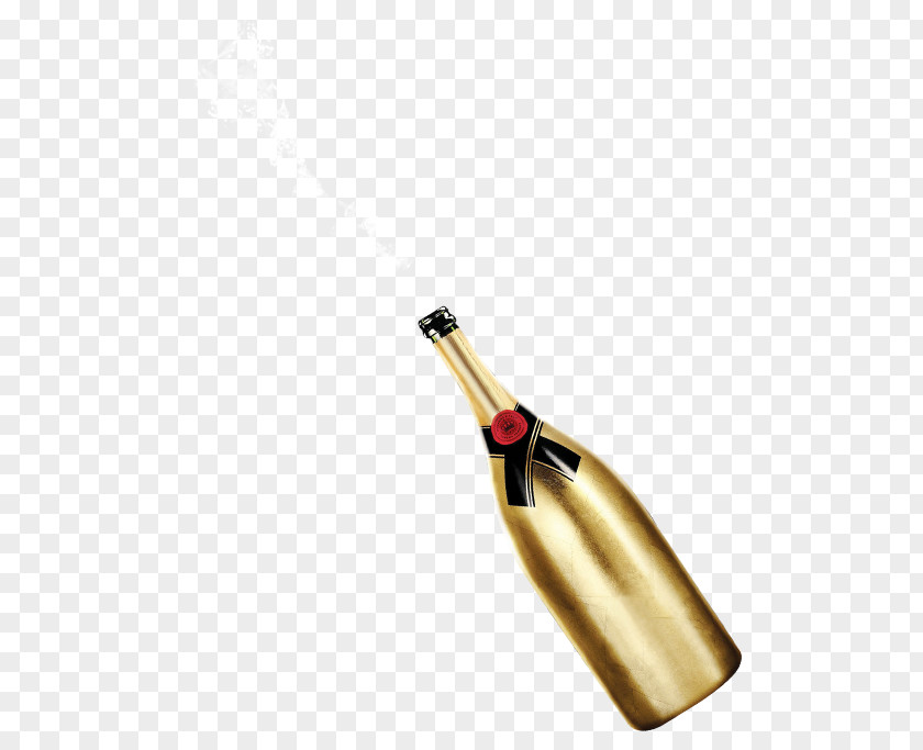 Gold Beer Bottle Champagne Wine PNG