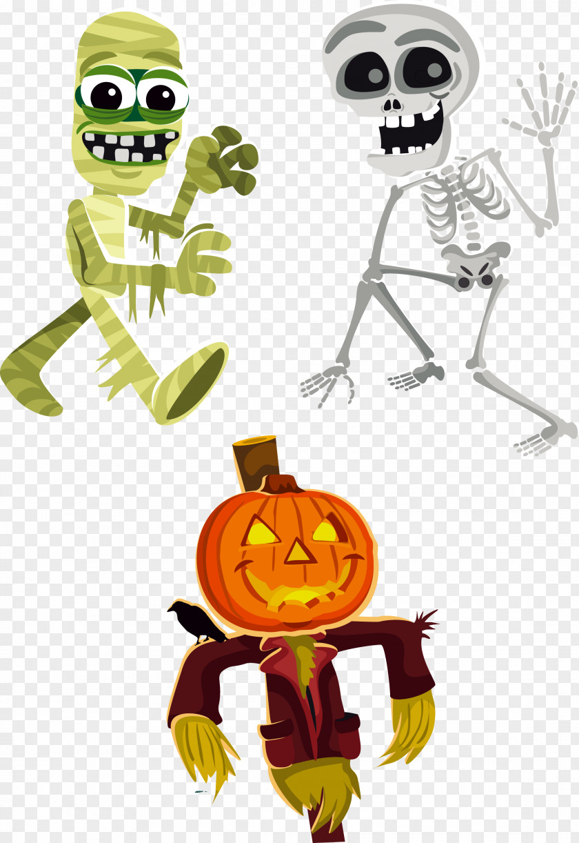 Skeleton Mummy Pumpkin Halloween Animation PNG
