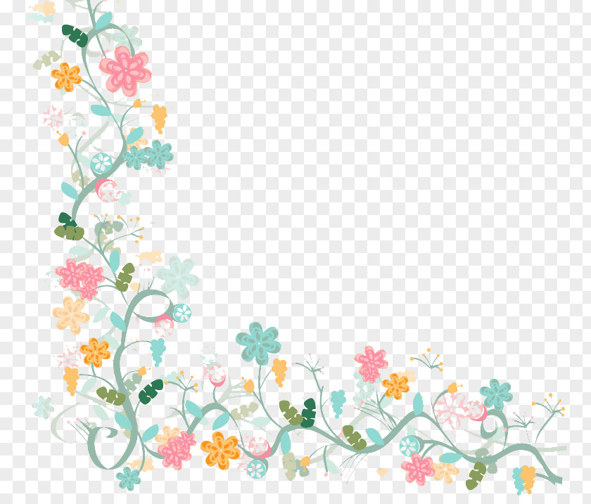 Watercolor Floral Border Background Vector Material Flower Painting PNG