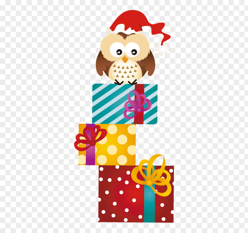 Owl And Gifts Christmas Gift Clip Art PNG