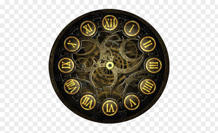 Steampunk Gear Clock Face Atomic Watch New Year PNG