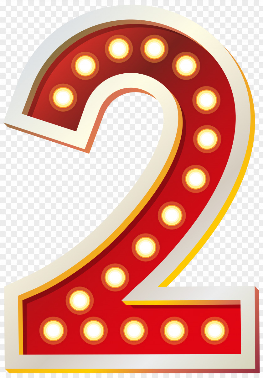 Red Number Two With Lights Clip Art Image PNG