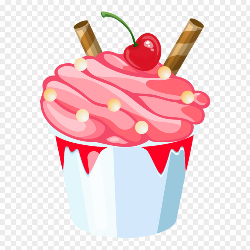 Strawberry Cartoon Ice Cream Cones Vector Graphics PNG
