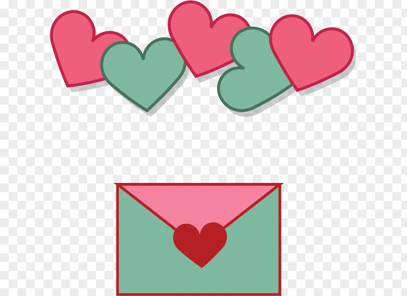 Cartoon Valentine's Day Love Heart Envelope Paper PNG