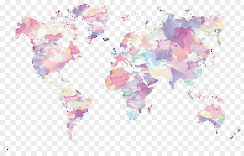 World Map Watercolor Painting Art PNG