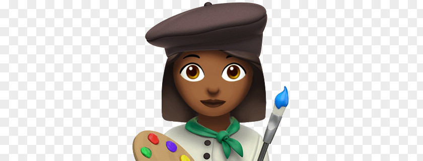 Female Painter Apple Emoji PNG Emoji, female cartoon character illustration clipart PNG