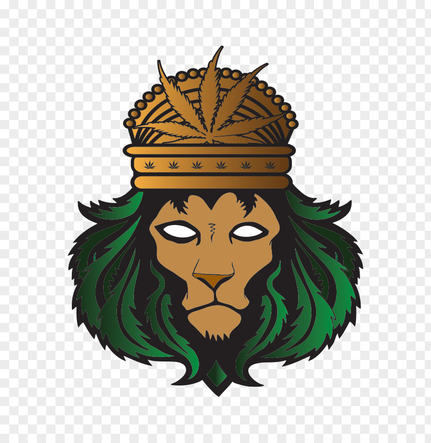 Lions Head Cannabis Sativa Smoking Cartoon PNG