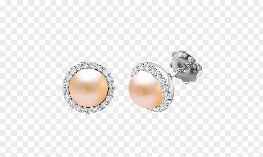 Peach Diamond Pearl Earring Jewellery PNG