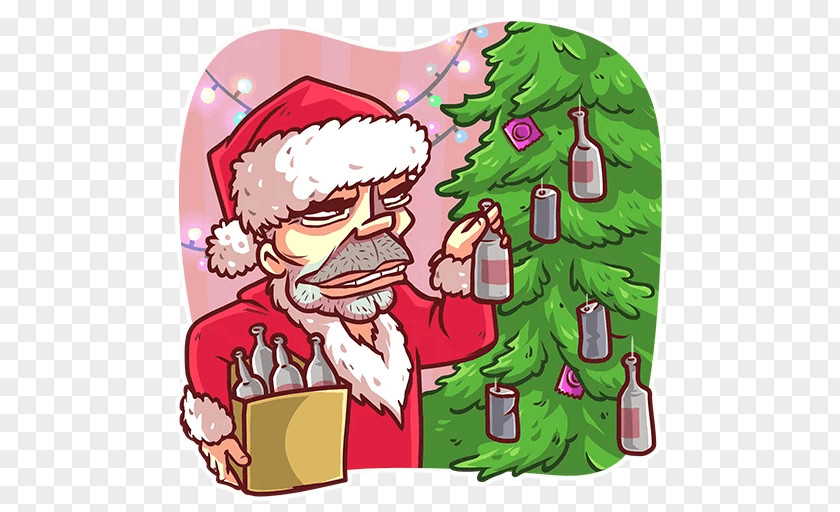 Santa Claus Christmas Tree Telegram Sticker PNG